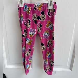 Disney 3T Girls Pink Multicolor Pajama Bottoms Pants Minnie Mickey Mouse Donald